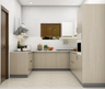 Compact Budget Kitchen with Suede Laminates - Livspace