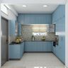 Blue Themed Kitchen - Livspace