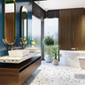 Well-Lit Vibrant Bathroom Design - Livspace