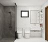 White & Grey Themed Bathroom Design With Separate Shower Area - Livspace