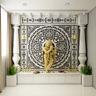 Traditional Spacious Pooja Room Design with Highlighter Wall - Livspace