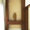 Minimal Compact Pooja Room Design with Wooden Finish - Livspace
