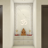 Classic Compact Pooja Room Design with Jali Pattern Backlighting - Livspace