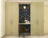 Contemporary Wardrobe with Wallpaper - Livspace