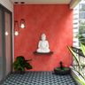 Balcony Design With Red Textured Paint - Livspace