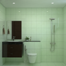 Spacious Green Bathroom Design - Livspace