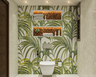 Contemporary Bathroom With Tropical Wallpaper - Livspace