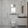 Spacious Bathroom Design With Marble Wall - Livspace
