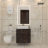 Monochromatic Bathroom Design With Brown Vanity Unit - Livspace