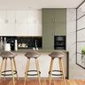 Modern Dining Room With Green And Black Marble - Livspace