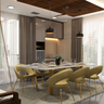 Modern 6-Seater Dining Room With Wall Panel - Livspace