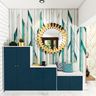 Spacious Teal Blue Foyer - Livspace
