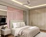 Guest Bedroom Design With Floating Pink Backdrop - Livspace