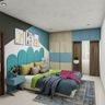 Compact Kid's Bedroom With Geometric Accent Wall - Livspace