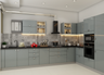 Monotonous Grey Kitchen - Livspace