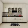 White Kitchen Design with Open And Closed Units - Livspace