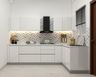 Compact White Modular Kitchen - Livspace