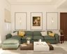 Living Room With Green L-Shaped Sofa - Livspace
