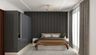 Master Bedroom Design With Vertical Wooden Panels - Livspace
