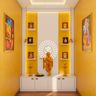 Mustard Yellow Pooja Room Design - Livspace