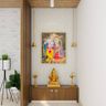 Modern Pooja Room Design With Wooden Partition - Livspace