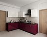 L-Shaped Kitchen In Red And White - Livspace