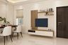 Wood And Beige TV Unit Design - Livspace