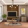 TV Unit Design In Beige And Wood - Livspace