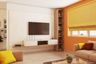 Spacious TV Unit with Large Marble Wall Panel - Livspace