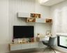 Modern TV Unit Design With Striped Accent Wall - Livspace