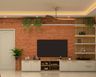 TV Unit Design With Red Brick Accent Wall - Livspace
