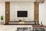 Premium TV Unit Design With Beige Wall Panel - Livspace