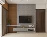 Modern TV Unit Design With Wooden Panels - Livspace