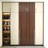 Dark Wood And Cream Shaded Wardrobe Design - Livspace