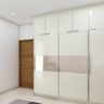 White Sliding Wardrobe Design - Livspace