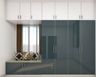 Glossy White And Blue Wardrobe Design - Livspace