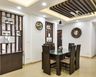 7x9 Ft Wooden 6-Seater Dining Room Design With Wooden False Ceiling - Livspace