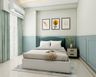 12x11 Ft Modern Blue And White Guest Room Design With Double Bed - Livspace