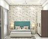 13x12 Ft  Guest Room Design With The Turquoise Headboad And Floral Wallpaper - Livspace