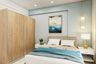 13x12 Ft  Blue And Wood Guest Room Design With 2-Door Sliding Wardrobe - Livspace