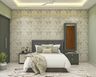 13x12 Ft  Guest Room Design With Beige Tropical-Themed Wallpaper - Livspace