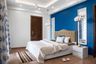 12x9 Ft Guest Room Design With Blue Accent Wall - Livspace