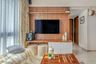 White and wood TV Unit design - Livspace