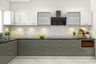 Modular Dark Green And White L Shape Kitchen Design - Livspace