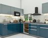 Blue And Silver Frost Modular L Shape Kitchen Design - Livspace