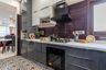 10x7 Ft Dark Grey and Frosty White L-Shape Modular Kitchen with Corian Countertop - Livspace 10x7 Ft Grey And White Kitchen With Purple Subway Tiles - Livspace