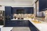 12x5 Ft Wave Blue L-Shape Modular Kitchen with Quartz Countertop - Livspace