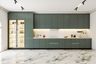 16x12 Ft Straight Modular Kitchen Design With Elefante Green Cabinets And Marble Countertop - Livspace