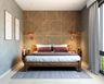 Classic Master Bedroom Design With Thatched Wallpaper - Livspace