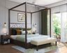 Grey Contemporary Master Bedroom Design With Four-Poster Bed - Livspace